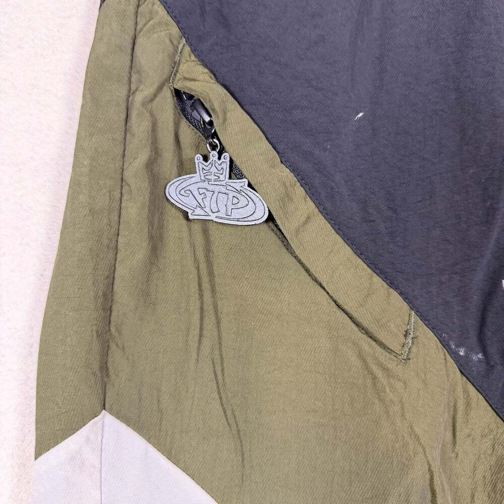FTP Pants Mens Size XL Colorblock Nylon Warm-Up Black Olive White Nylon Flaws - Picture 5 of 14